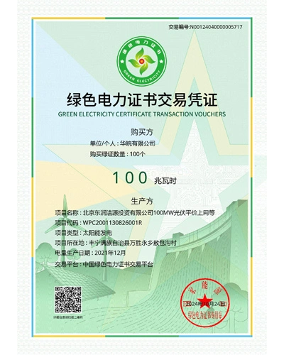 Торговый ваучер сертификата Green Power